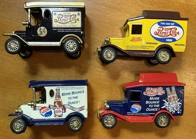 Golden Wheels Pepsi-Cola Delivery Vans 4 Car Set 1:64 Die-Cast Limited Edition - Image 1 of 4