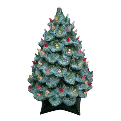 Vintage Ceramic Lighted Christmas Tree Lamp Holidays Decor Retro 14" Tall Tested - Image 1 of 4