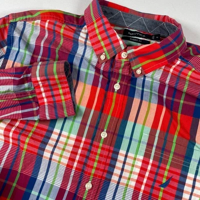 Nautica Plaid Button Down Shirt Classic Fit Colorful Mens XL - Image 1 of 4