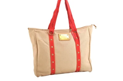 Auténtico Bolso de Mano Louis Vuitton Antigua Cabas GM Blanco Rojo M40032 LV Chatarra 3171N Foto 1 de 4