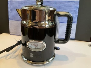 Russell Hobbs Retro Style 1.7L Electric Kettle Black With Temperature - Picture 1 of 20