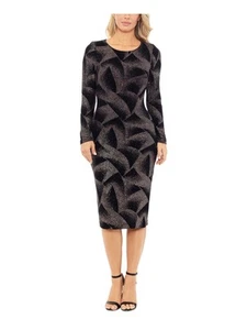 B&A BY BETSY & ADAM Womens Black Lined Long Sleeve Sheath Dress 4 - Picture 1 of 8