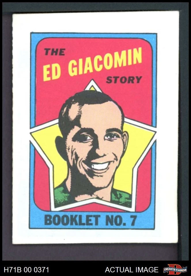 1971 Topps O-Pee-Chee Booklets #7 Ed Giacomin Rangers-Hockey HOF 2 - GOOD - Image 1 of 1