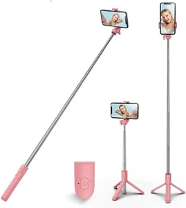 Selfie Stick Stativ, 4 in 1 ausziehbarer & tragbarer Handy Stativ Ständer mit Wirele - Bild 1 von 9