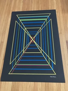 Rare Geometric Black Light Poster Prints 1969 1960s 24x35 - Picture 1 of 10