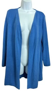 Maglione cardigan blu Charter Club taglia M vestibilità lunga aperto davanti manica lunga donna - Foto 1 di 6