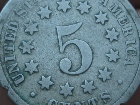 1868 Shield Nickel 5 Cent Piece- FS-901, Reverse of 1868, Broken C Cover