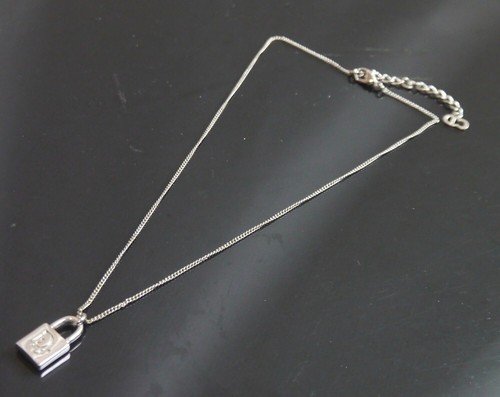 Autentica collana Christian Dior lucchetto vintage argento sterling #1305