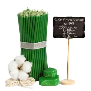 100 pcs Diveevo Church beeswax candles №140 Green ritual candles 5.9 inch - Picture 1 of 1