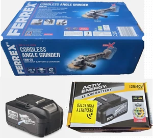 Ferrex 20V Cordless Angle Grinder FAW-20 + Activ Energy 20V 5.0Ah Battery - 2025 - Picture 1 of 22