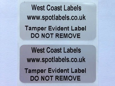 WWW.SPOTLABELS.CO.UK Tamper Evident 'VOID' Security Labels - 50 x 25mm- PERSONALISED FREE BARCODE