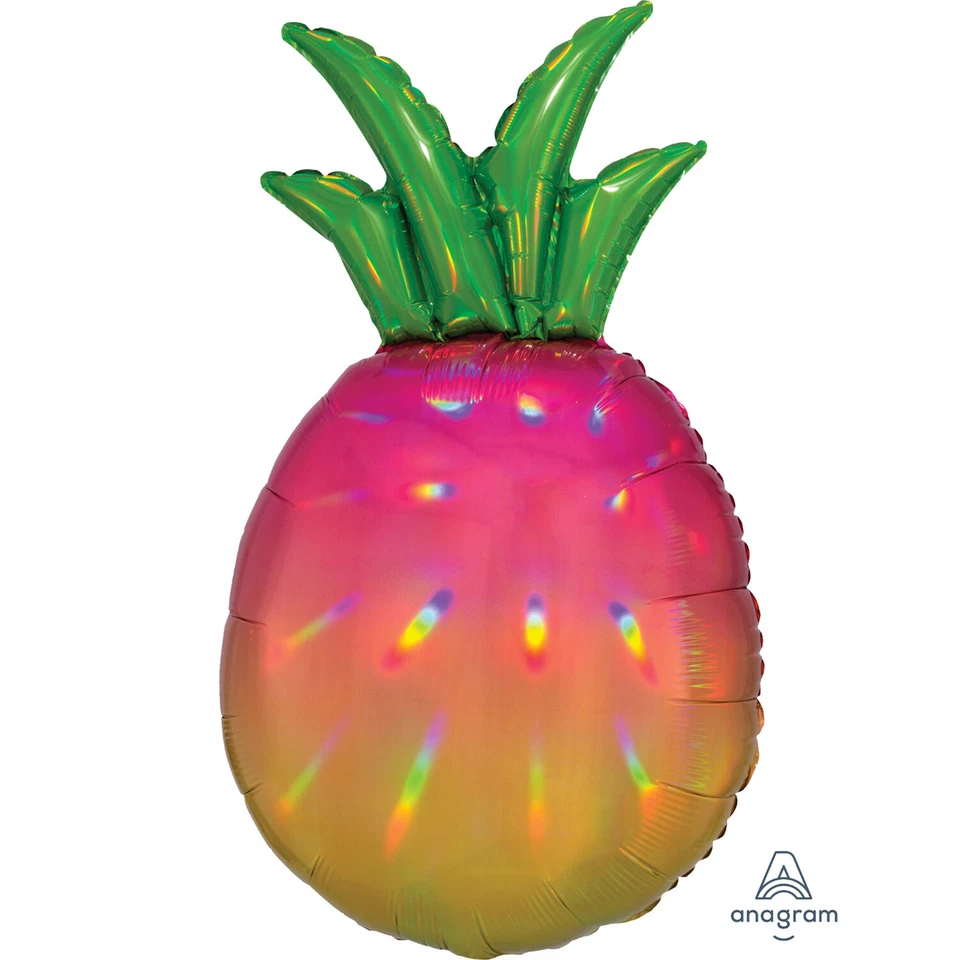 Iridescent Pineapple Summer Holographic SuperShape 31" Jumbo Foil Balloon, Multi - Image 1 of 1