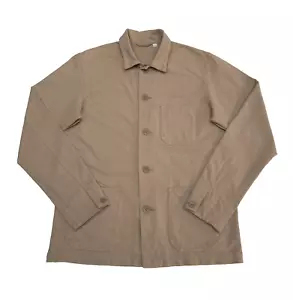 UNIQLO Men's Overshirt SMALL Beige Chore Jacket Shacket Utility Shirt Oi Polloi - Picture 1 of 13