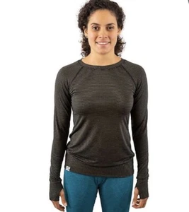 Top Corbeaux Silkway donna taglia small nero manica lunga strato base collo a vite - Foto 1 di 9