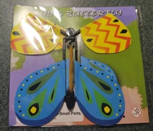 10pc Flying Rubber Band Powered Wind Up Magic Flutter Butterfly Blue/Yellow - Picture 1 of 1