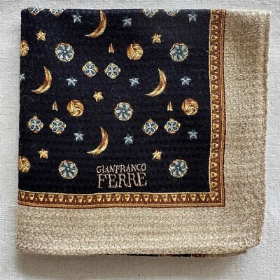 De Colección Pañuelo Tela Negra Tejido Luna Oro Diamante Adorno Bufanda Pañuelo 18" Foto 1 de 3