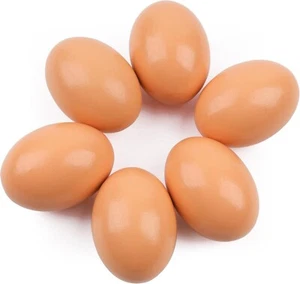 Fake Nest Eggs Wooden Brown Easter Eggs for Craft Get Hens to Lay Eggs 6Pcs - Picture 1 of 6