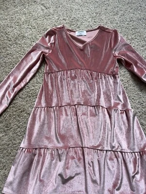 Vestido rosa empoeirado de veludo Old Navy meninas faroeste grande 10-12 branco - Imagem 1 de 4
