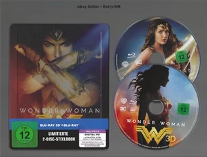 WONDER WOMAN - EUROPEAN (GERMAN) IMPORT 3D + 2D BLU RAY STEELBOOK - Imagen 1 de 4