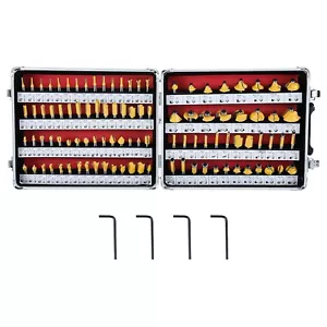 100Pcs Router Bit Set 1/4" Shank Tungsten Carbide Tips Woodworking Router Cutter - Picture 1 of 8