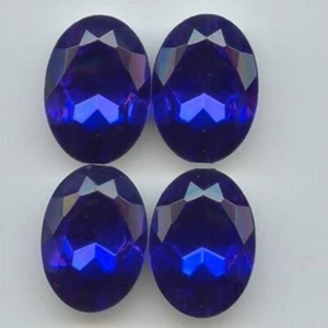 12 VINTAGE SAPPHIRE ACRYLIC 25x18mm. OVAL FACETED GEM JEWELS 6808 - Picture 1 of 1