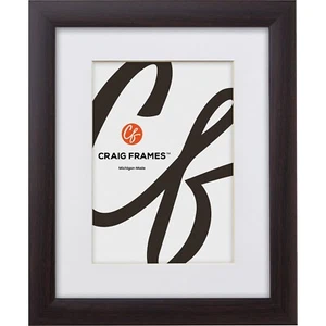 Contemporary 1", Dark Walnut Brown Picture Frame With a Single Mat - Picture 1 of 8
