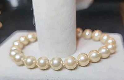 Vtg Signed MARVELLA Goldtone Clasp Faux Pearls Knotted 7 1/4" Bracelet - Image 1 of 4