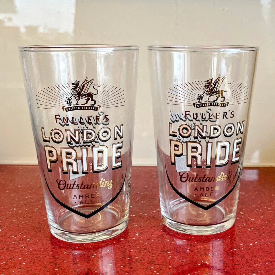 2x Fuller's London Pride Premium Ale Pint Glasses M23 Brand New Free Postage - Image 1 of 4