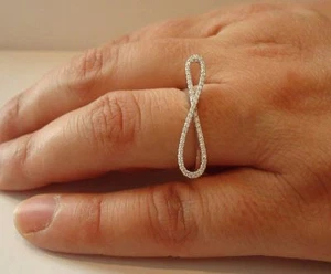 INFINITY DESIGN RING .75 CT LAB CREATED DIAMONDS SZ 5 - 9 / 925 STERLING SILVER - Picture 1 of 8