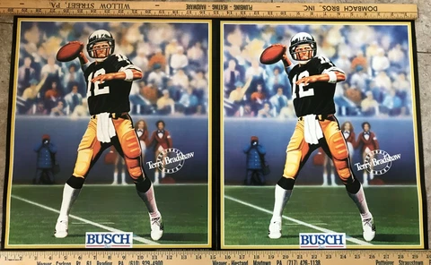 Terry Bradshaw Pittsburgh Steeler HOF QB, Busch Beer 2  Posters, 1989 issue Cover