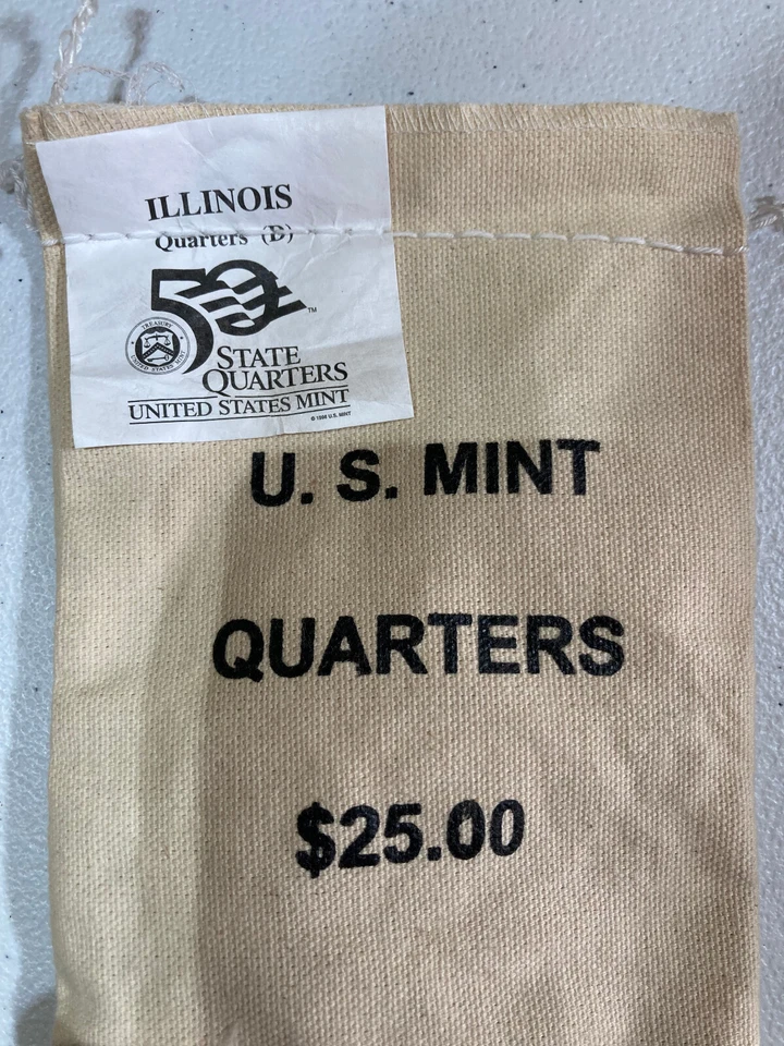 2003-D  Illinois State Quarter Original Mint Sewn Bag 100 coins - Image 1 of 1