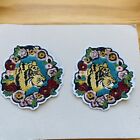 One Pair Floral & Tiger Embroidered Appliques/Patches/Sewing/Bridal/Crafts