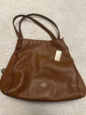 Coach Edie Pebble Leather Shoulder Bag Hobo handbag Mahogany Brown - Image 1 of 4