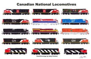 Póster horizontal de las locomotoras nacionales canadienses 11""x17"" firmado por Andy Fletcher - Imagen 1 de 1