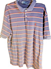 Men's Ralph Lauren Brand Red/White Stripes Collared Blue Polo Style T-Shirt.