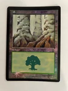 MTG MISPRINT MISCUT ERROR JAPANESE FOIL MERCADIAN MASQUES FOREST #350 DAMAGED - Picture 1 of 6