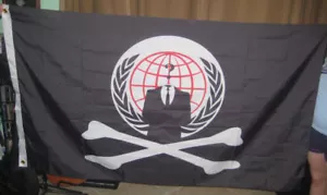 Anon Anonymous Pirate Crossbones Flag 5'x3' Nov 5th special Internet Hacker - Picture 1 of 1