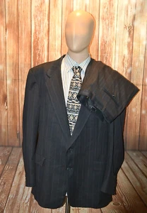 Hart Shaffner Marx Men Gold Trumpeter Wool Pinstripe Suit Sz 46L Wst 38x31 - Picture 1 of 14