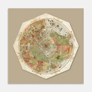 Flat Earth Map Print 1587, Vintage Circular Map of The World, Flat World Map - Picture 1 of 23