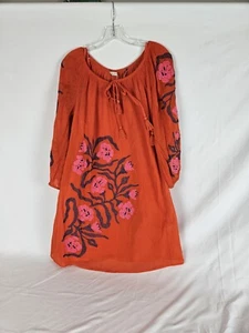 Trina Turk Damengröße 12 orange Baumwolle bestickt Boho fließend kurz Quaste Kleid - Bild 1 von 7