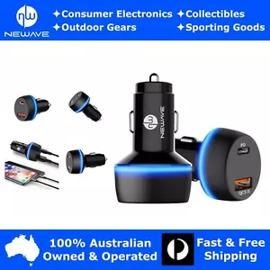 NEWAVE 48W PD 30W+QC3.0 18W Dual USB Fast Car Phone Charger Adapter w LED Ring - Picture 1 of 12