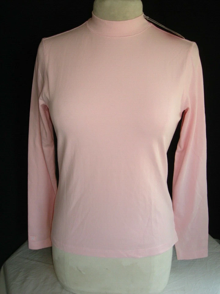 NUEVO ANTIGUA DESIERTO SECO ROSA ALGODÓN/POLIÉSTER/SPANDEX MUJER L/S FALSO CUELLO ALTO TALLA S Foto 1 de 4