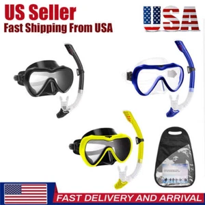Adult Tempered Glass Diving Set Scuba Anti-Fog Goggles and Snorkeling Mask Tube - Picture 1 of 17