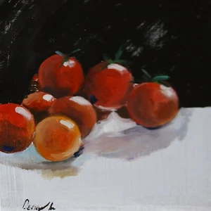 Bodegón de tomates firmado por Natalie Demenko pintura al óleo UCRANIA 8X8 - Imagen 1 de 12