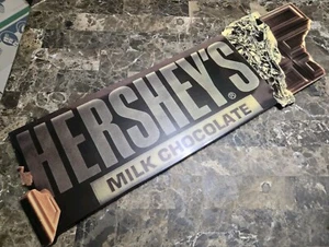 VTG 1992 GALLERY HERSHEY'S MILK CHOCOLATE SIGN WALL ART CHOCOLATE BAR 35.5" LONG - Picture 1 of 12