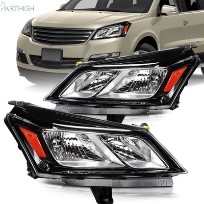 For 2013-17 Chevy Traverse LS LT LTZ 3.6L Headlight Assembly Black Housing L+R Foto 1 de 4