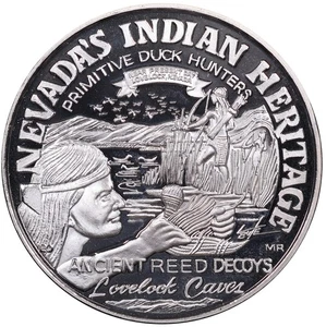 Ronda de plata Nevada Heritage Lovelock Caves Indian Hunters 2 oz .999 con pepita - Imagen 1 de 2
