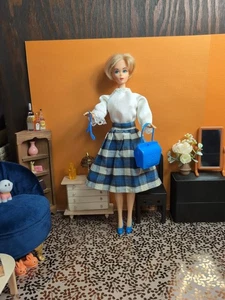 Vintage Barbie Clone Outfit - Skirt, Lace Trim White Blouse, Flower Power Bag ++ - Picture 1 of 24