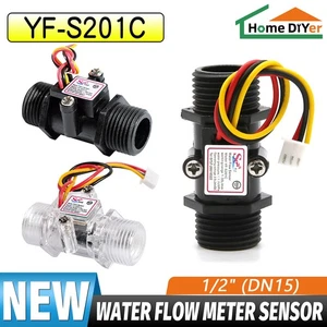 YF-S201C Hall Effect Liquid Flow Meter 1/2 Inch Water Flow Sensor 1-30L/min - Picture 1 of 11