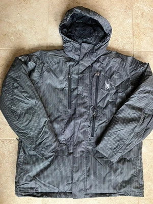 Spyder Ski Snowboard Jacket Men’s LARGE Black w/ White Pinstripe - Image 1 of 4